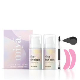 MIYA LASH Black Eyelash Tint Kit | 2 in 1 Brow & Eye Lash Tint Kit | Eyelash Dye Tint Black Permanent | Lash Tint Black Kit | Eyebrow Tint Kit | Lash Tinting Kit w/Tools, Developer & Black Lash Tint