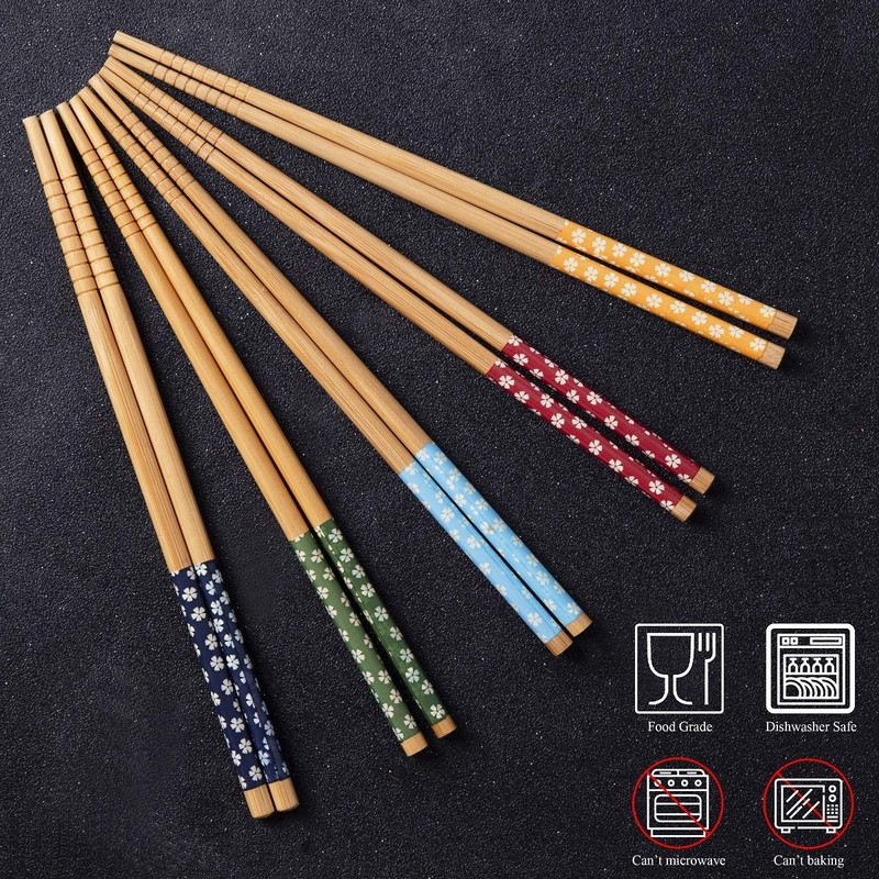 10 Pairs of Chopsticks Japanese Bamboo Chopsticks Reusable Washable Chopsticks