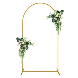 5 FT Arch Backdrop Stand, Metal Backdrop Arch Stand, Decoration Balloon Arch Stand, Gold Wedding Arch Stand for Party Backdrop