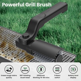 KAWBIYJ Electric Grill Brush for Outdoor Grill, Cordless & Rechargeable, 400 RPM BBQ Grill Cleaner, 180°Adjustable Angle, 304 Stainless Steel Brush Head with No Bristle Shedding, Dishwasher-Safe