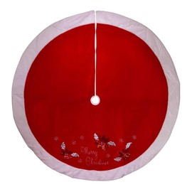 Kurt S. Adler 72-Inch Red and White Velvet Merry Christmas Applique Treeskirt Tree Skirt, Multi
