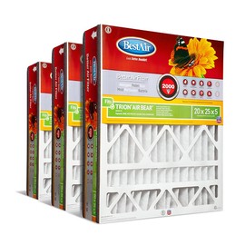 BestAir AB2025-11R AC Furnace Filter, 20" x 25" x 5", MERV 11, Fits 100%, for Trion Air Bear, Supreme, Skuttle, GeneralAire, Source1, Ultravation & Braeburn Models, 3 Count (Pack of 1), White