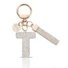 MORSUNBELA Initial Keychain Silver Glitter Crystal keyring Letter T Key Chain