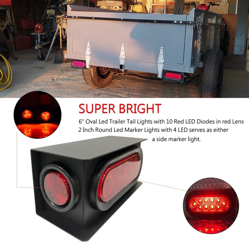 Supoika 2 Pack Steel Trailer Light Box with 6" Red