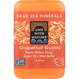 One With Nature - Dead Sea Minerals Triple Milled Bar Soap Grapefruit Guava - 7 oz.(Pack of 6)