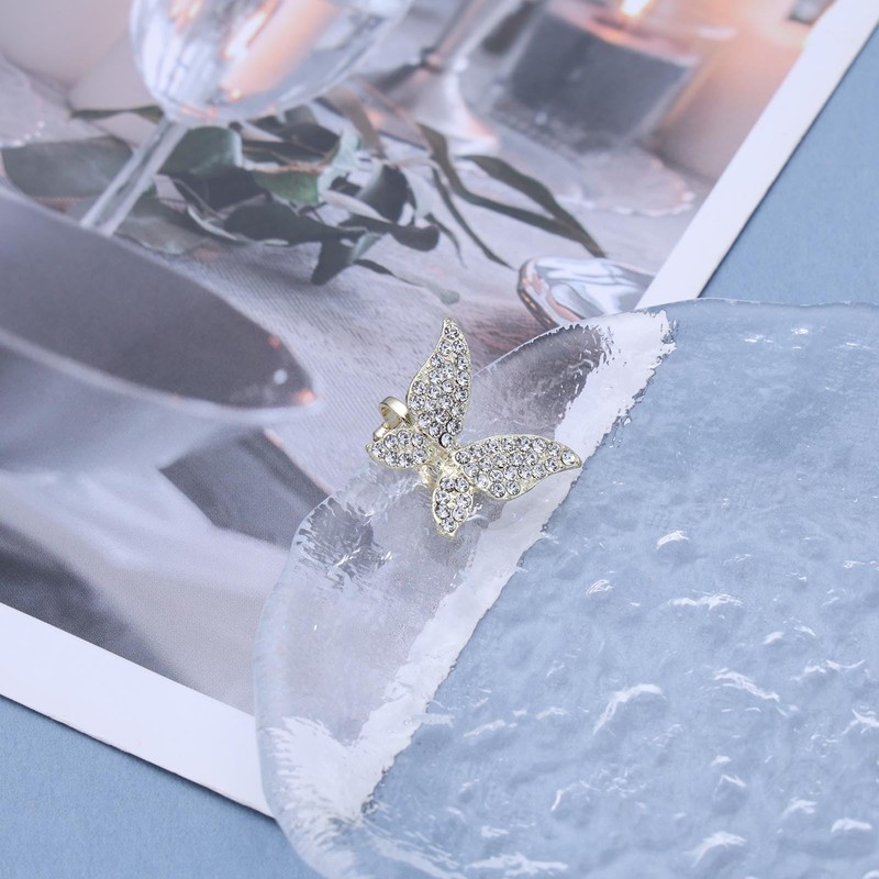 Enautoabs Sparkly Crystal Butterfly Ear Cuff Earring Rhinestone Butterfly Non