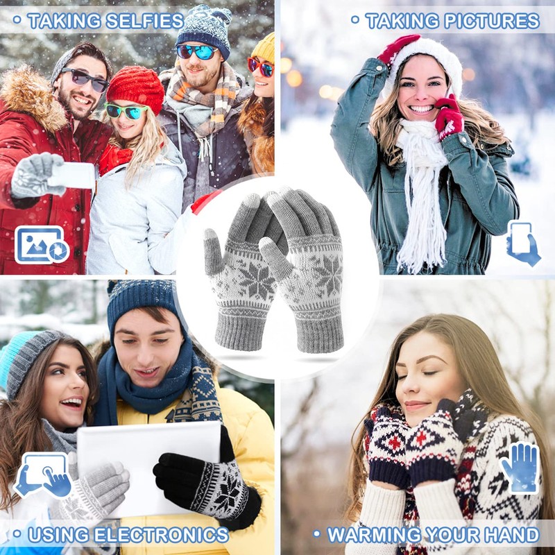 VENI MASEE Winter Lover Snow Print Keep Warm Touch Screen