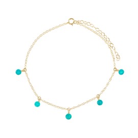 Turquoise Bead Drop Anklet in 14k Gold Fill