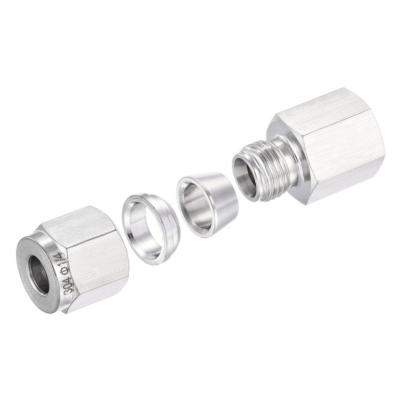sourcing map Compression Tube Fitting 1/4NPT Female Thread x 1/4"