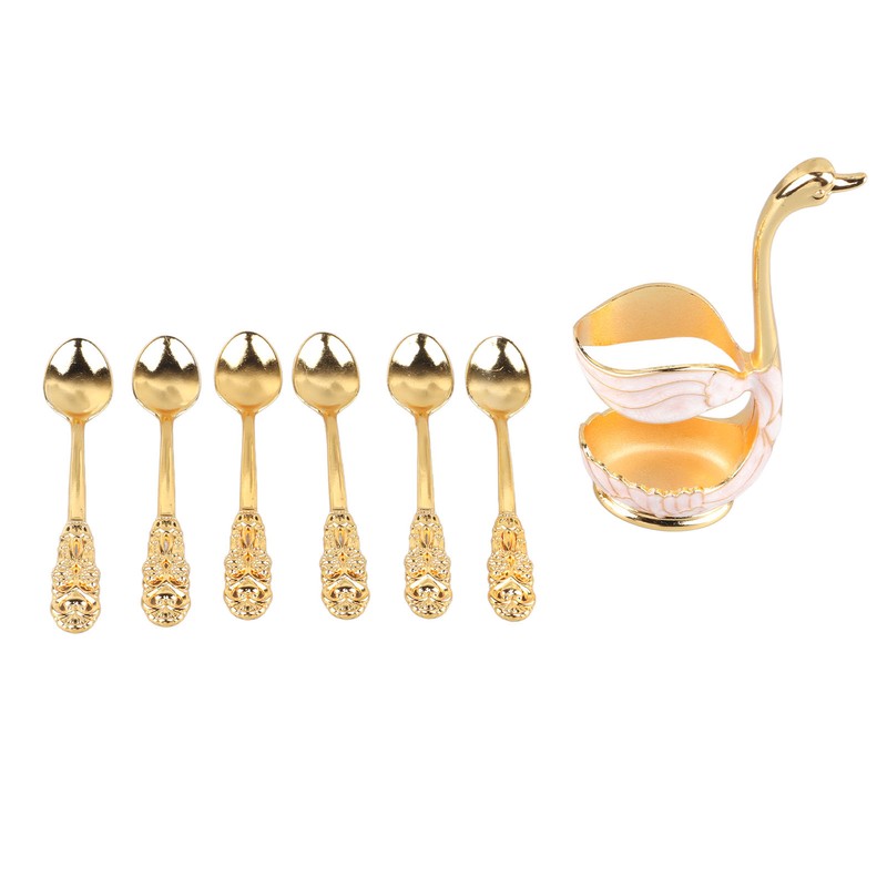 Coffee Spoon Holder Elegant Swan Shaped Alloy Mirror Polish Rich