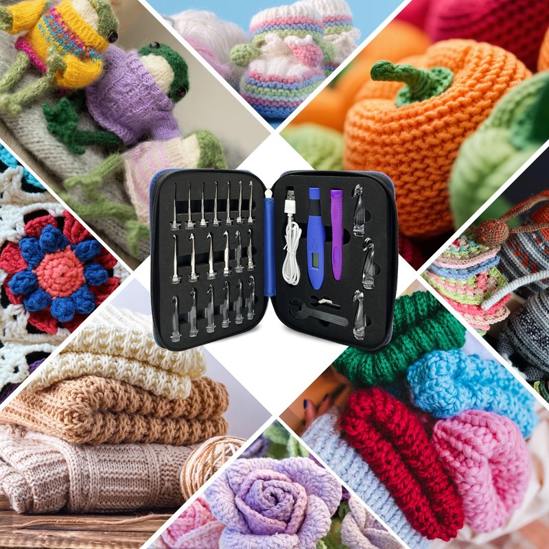 Crochet Hooks Set LED Crochet Hook Set with Counter, 22