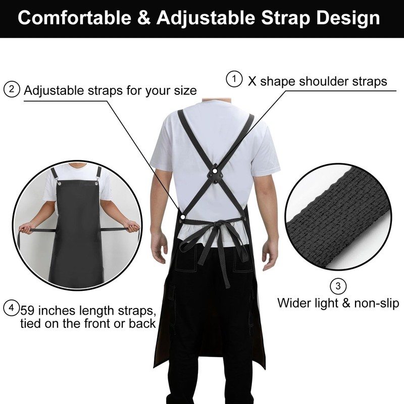 SHEOMERN Waterproof Rubber Apron, 48" XL Anti-Tear Heavy Duty Vinyl