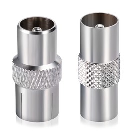 Bingfu TV Aerial Adapter Coaxial TV Antenna Connector Coax Plug to Coax Plug, Coax Plug to Coax Coupling Adapter(2 pieces) for Antenna Cables, Satellite Cables, Coaxial Cables