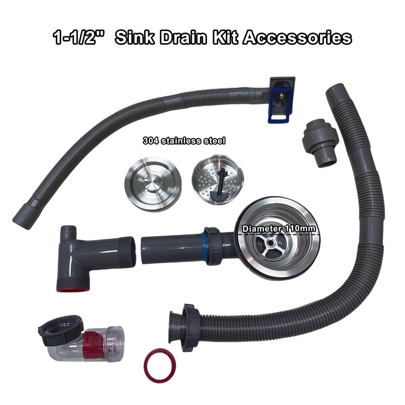 QruiLanTu Single Bowl Kitchen Sink Drain Kit Space Saving Sink
