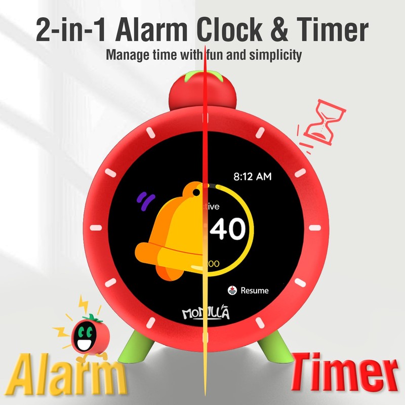 MOMILLA Kids Alarm Clock for Bedrooms, Colorful Display 7-Day Programmable