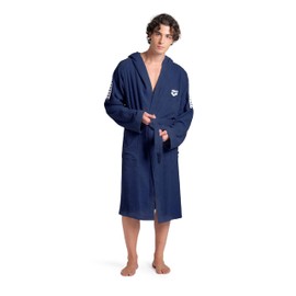 ARENA Team Stripe Unisex Bathrobe with Tie Belt and Pockets Soft Warm Robe for Pool Sauna Spa or Post Workout Comfort, Navy/White, Size XX-Large