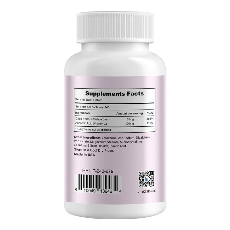 Heivy Ferrous Sulfate 325mg (Iron 65mg), High Potency Iron Supplement