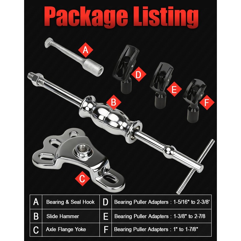 limontek 8 Piece Slide Hammer Puller and Rear Axle Bearing