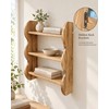 100% Solid Wood 3-Tier Wall Shelf, Rustic Pine, Caramel Finish