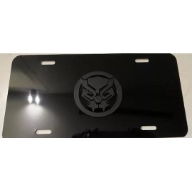 Black Panther  Fist in 3D - Black with Black License Plate Insert - Wakanda Fore