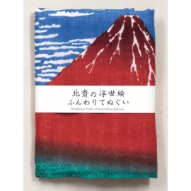 Kenema Japanese Cotton Tenugui Tapestry Hand Towel Bento Cloth Hokusai Ukiyoe Red Fuji