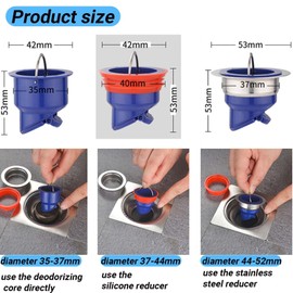4 Stück Geruchsverschluss Dusche WISIRENT, 2 Stück 35-52mm Geruchsverschluss Bodenablauf 2 Stück 32-55 Proof Floor Drain for Sewer, Abläufe Rückflussverhinderer Odor Proof Floor Drain