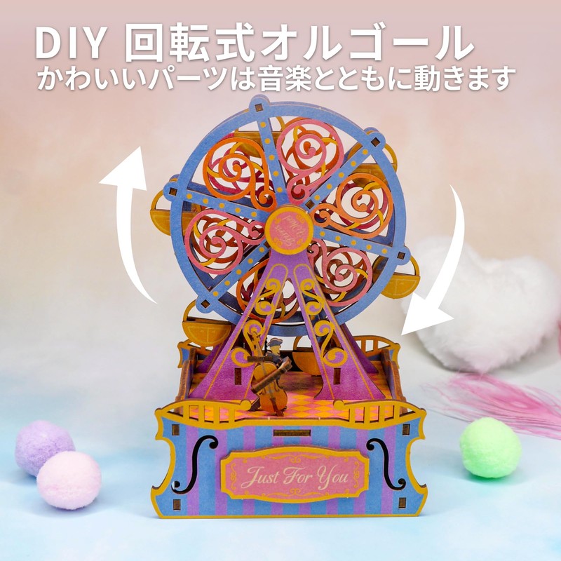 Tonecheer Music Box Wooden 3D Puzzle, DIY Model Kit for