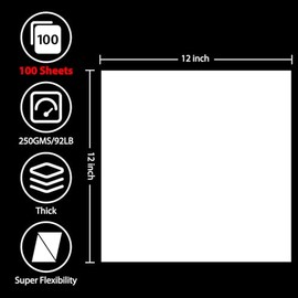 100 Sheets White Cardstock 12â x 12â, 92lb/250gsm Black Card Stock, Thick Card Stock Paper, Heavy Cardstock Paper for Printer, Resume, Scrapbooks, Art, Crafts, Business Cards