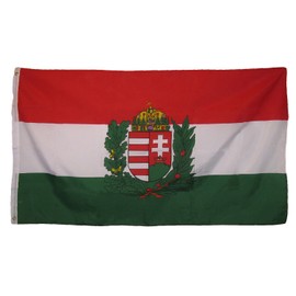 MWS 3'X5' Hungary Hungarian Crest Royal Country Premium 210D 3x5 Flag Set (Super Polyester) w/Heavy Duty 6-Feet Spinning Flag Pole Bracket Residential Commercial