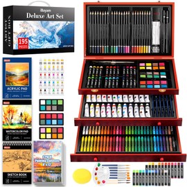 Art Supplies, iBayam 195 Pack Art Set Drawing Kit for Kids Teens Girls Boys Adult, Arts and Crafts Painting Kit, Art Kits Paint Set with Acrylic Pad, Sketchbooks, Watercolor Pad, Canvases, Gift Box