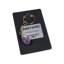 Amethyst Keyring, A Stone of Peace, Tumbled Semi-Precious Stone Key Chain, Healing Crystal (Amethyst)