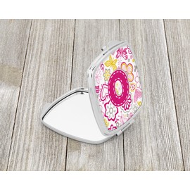 Caroline's Treasures Letter O Flowers and Butterflies Pink Compact Travel Mirrors, Multicolor