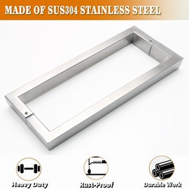 Mooche 26.5cm Shower Door Handle, Sliding Shower Door Handle, Square Handle Bar for Shower Doors, SUS304 Stainless Steel Bathroom Spare Parts with Curved Chrome