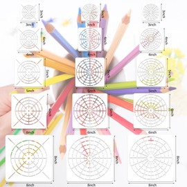 15 Pieces Mandala Dot Painting Tool Stencils Set, 8/12/16 Segment 3/4/5/6/8 Inches Reusable Mandala Stencil Template for Rock Wood Canvas DIY Painting Art Projects