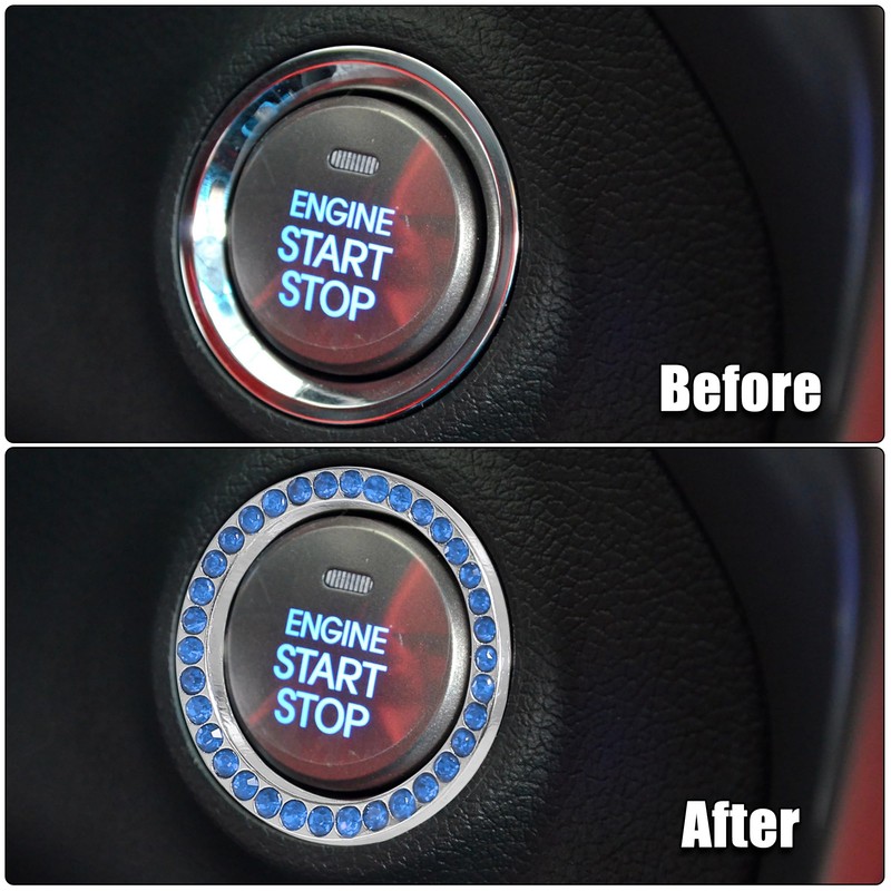 X AUTOHAUX 2pcs Car Start Stop Ring Rhinestone Push Start
