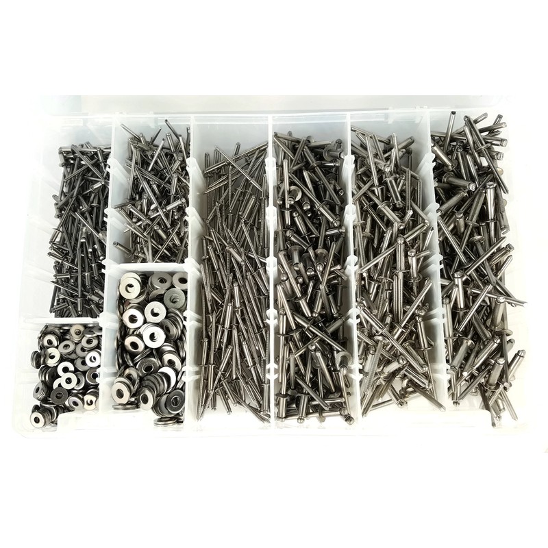 Stainless Steel Pop Rivet Assortment Kit with Backing Washers -