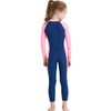 Girls Color Block One Piece Swimsuit Kids Long Sleeve Rash
