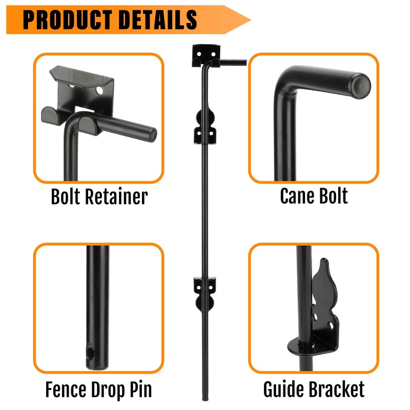 DJSUNPACKING 18" Heavy Duty Cane Bolt Gate Drop Rod-Steel Gate