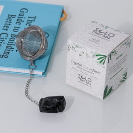 10 Tea Infuser Set Stainless Steel Ball Mesh Tea Strainer Amethyst Rose Quartz Shungite Tigers Eye Black Obsidian Red Jasper Black Tourmaline Clear Quartz Citrine Smoky Quartz Gift Set