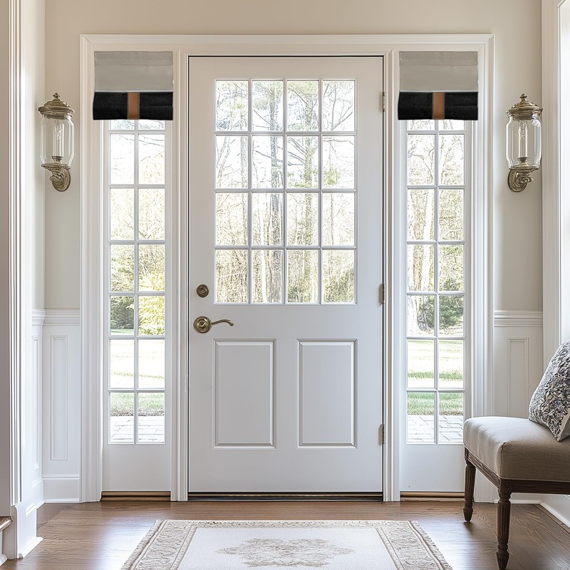 100% Blackout Classroom Door Window Curtains,Privacy Tie up Shade Thermal