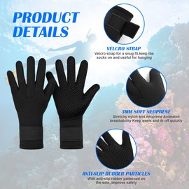 AUAUY Wetsuit Gloves, 3mm Neoprene Swimming Gloves, Thermal Anti-slip Diving Gloves, Scuba Gloves with Adjustable Wrist Strap for Scuba Diving Snorkeling Surfing Paddling Kayaking Swimming (B-S)