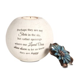 Pavilion Gift Company 19095 Stars in The Sky Candle Holder, 5-Inch, Terra Cotta , Beige