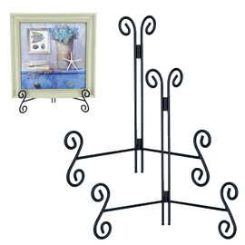 Plate Stand, 2 Pack 10 Inch Plate Holder for Display, Black Foldable Iron Table Easel for Picture Book Photo Frame Decorative Plate