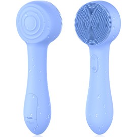 Facial Cleansing Brush Silicone Face Scrubber Waterproof Rechargeable Exfoliator Massage Device for Men & Women, Deep Pore Cleansing, Exfoliating, Removing Blackhead Electric Face Scrub Brush (Blue)