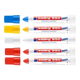 edding 4-950 Special Marker 950 Industry Painter (1x Blue / 1x Yellow / 1x White / 2x Red, 10 mm)