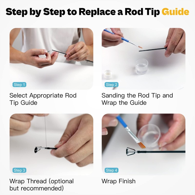 Rod Tip Repair Kit with Glue,Complete Supplies for Freshwater &