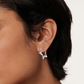 ALEXCRAFT Thick Hoop Earrings Small Women's 14K Golden Silver Earrings Gold-Plated Gift for Women Girlfriend Mum Girls, Sterling Silver, No Gemstone