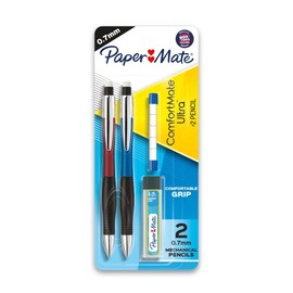Paper Mate ComfortMate Ultra Mechanical Pencil Starter Set, HB Lead, 0.7 mm, Assorted Barrel Colors, Pack of 2 Pencils