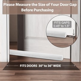 FOHOM Under Door Draft Stopper for Bottom of Door,Door Noise Stopper Blocker Cold Air Light Smell Sound Double Side Door Sweep, 30'' to 36'' Adjustable Gap Filler