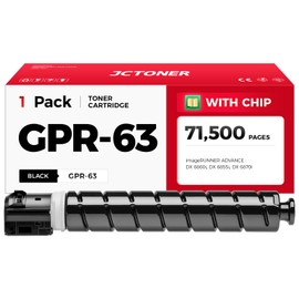 GPR-63 GPR63 Black Toner Cartridge 1-Pack with chip High Yield Replacement for Canon GPR-63 4766C003AA Compatible with ImageRUNNER Advance DX 6855i 6860 6860i 6870 6870i Printer Ink Copier All-in-One